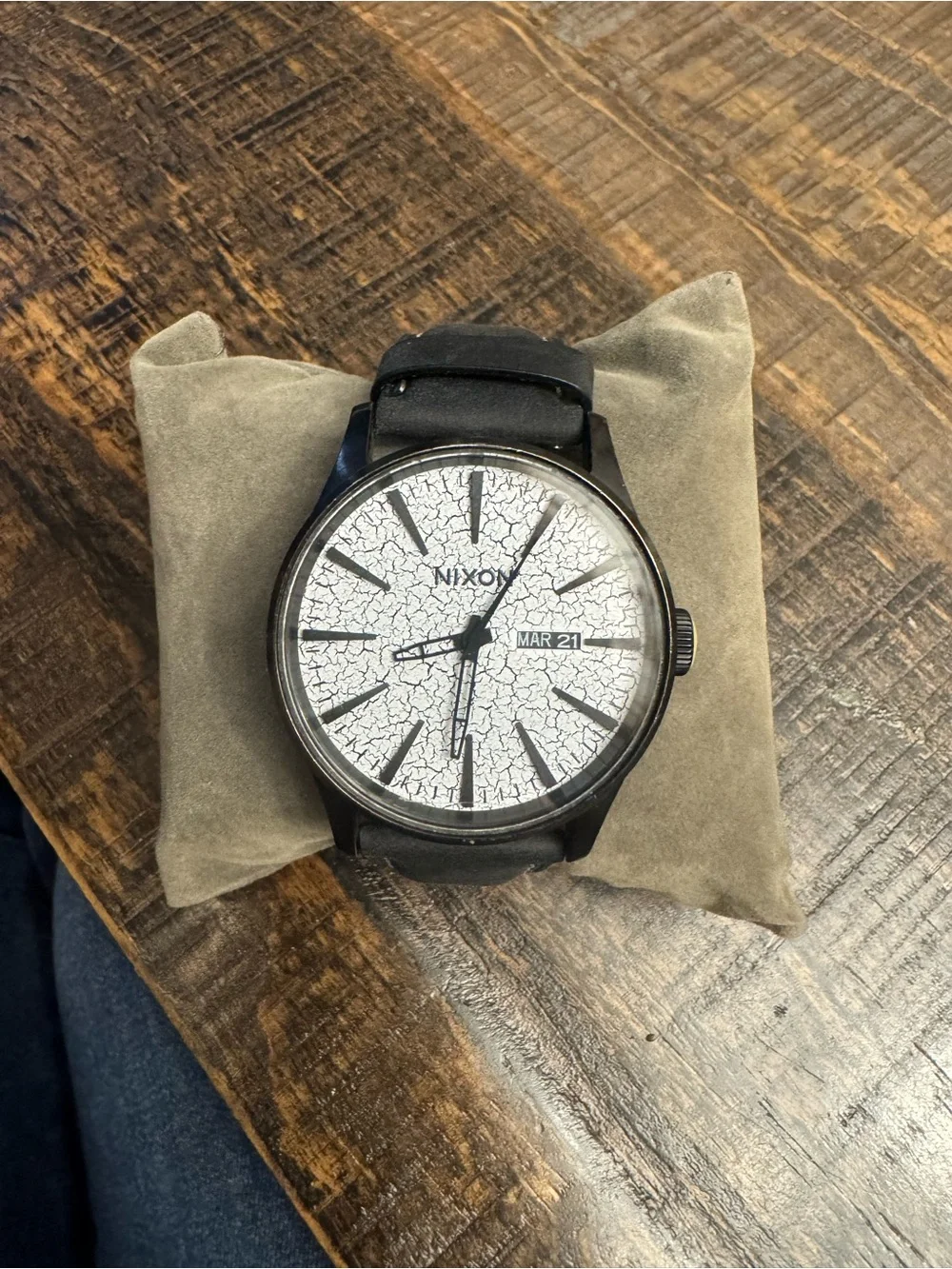 Nixon Black Case Watch with Cracked White Dial